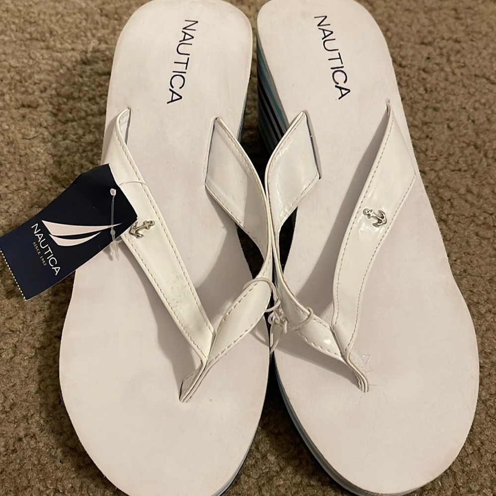 Never Worn Nautical Wedge Slippers